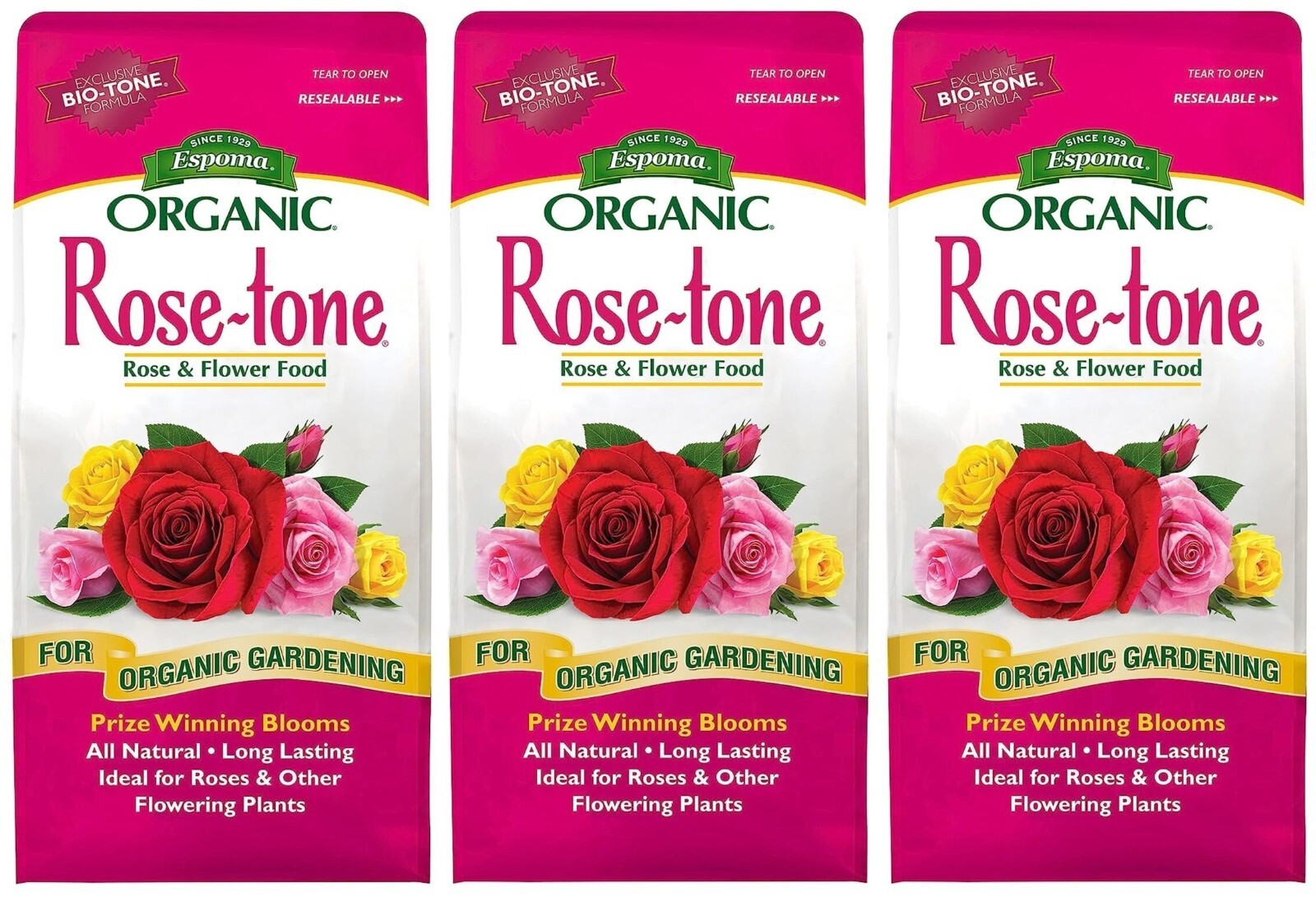Espoma 18 Lb Rose-Tone 4-3-2 Organic Rose & Flower Fertilizer- Pack of 3