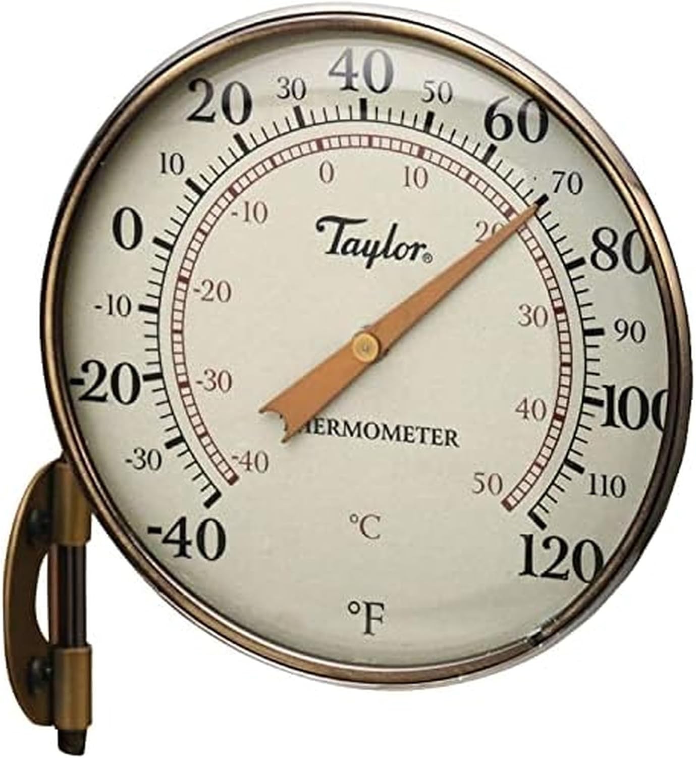 Taylor Heritage Metal Dial Thermometer, Easy to Read Numbers for Patio, Pool, an