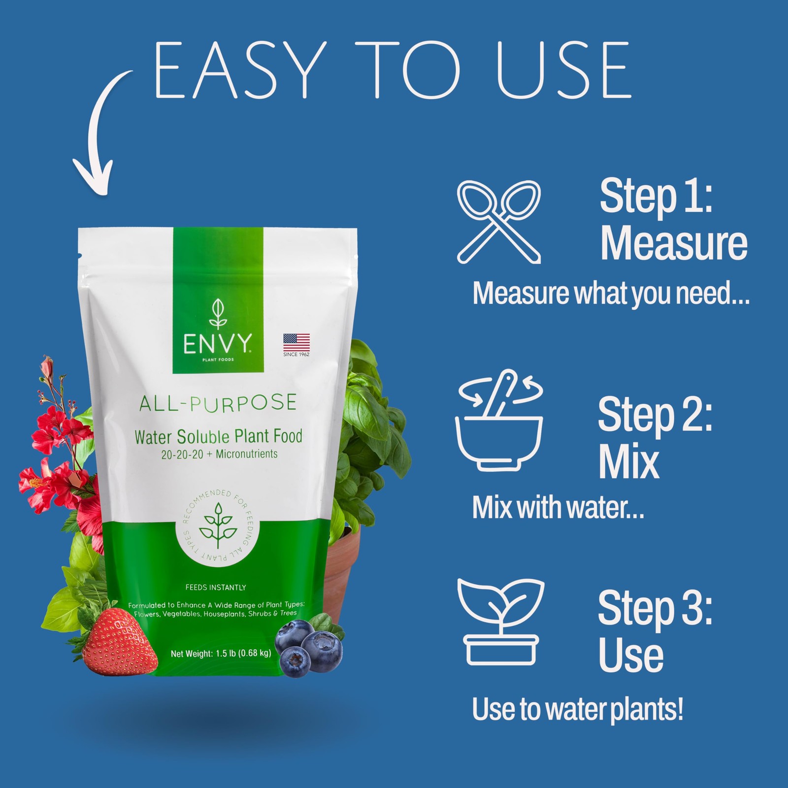 ENVY All-Purpose Plant Fertilizer, 3 Pound – Makes 300 Gallons, for Indoor an…