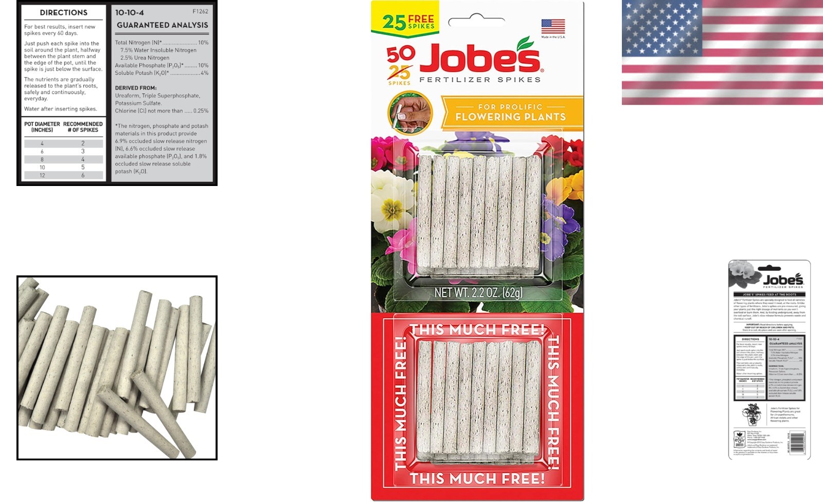 Jobe’s Flowering Plant Fertilizer Spikes – 50 Count for Lush Indoor Flowers