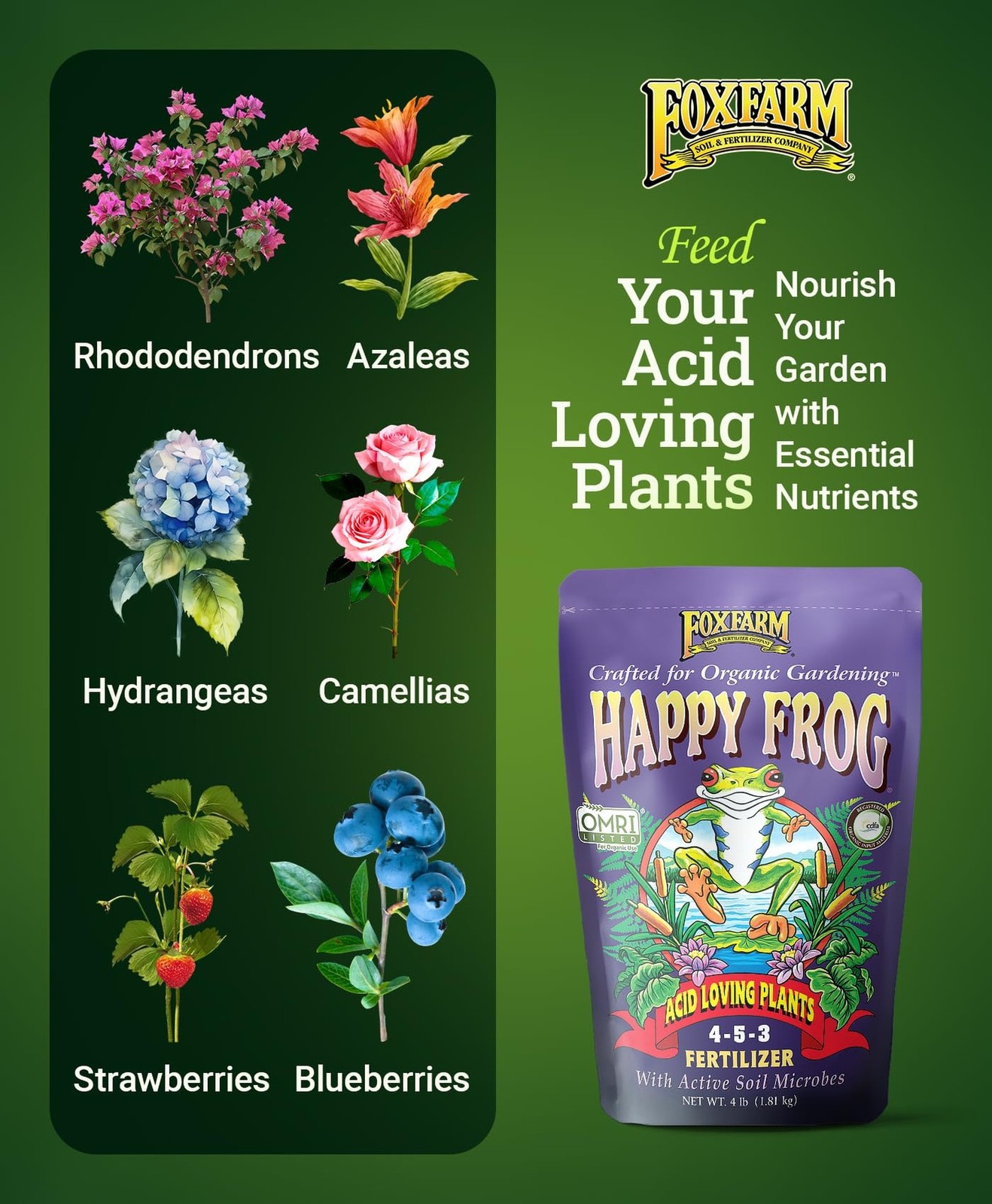 FoxFarm Happy Frog Acid Loving Plant Fertilizer, Slow-Release Fertilizer for …