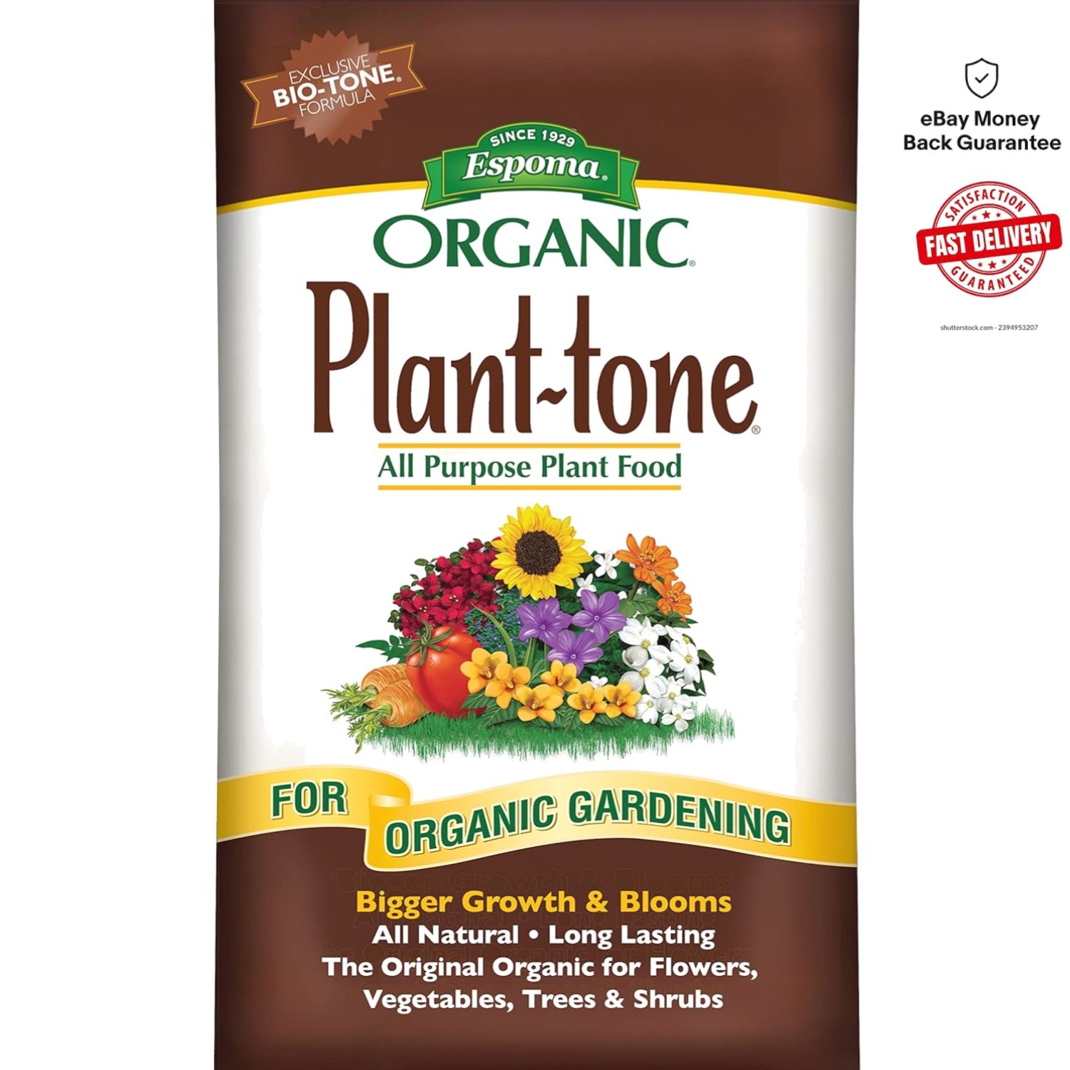 All-Natural Plant-Tone 5-3-3 Fertilizer – 36 lb for Flowers, Trees & Shrubs