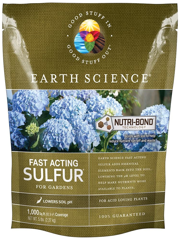 Earth Science Fast Acting Sulfur Granules – 5lb – Reduces Soil pH and 5 lbs.