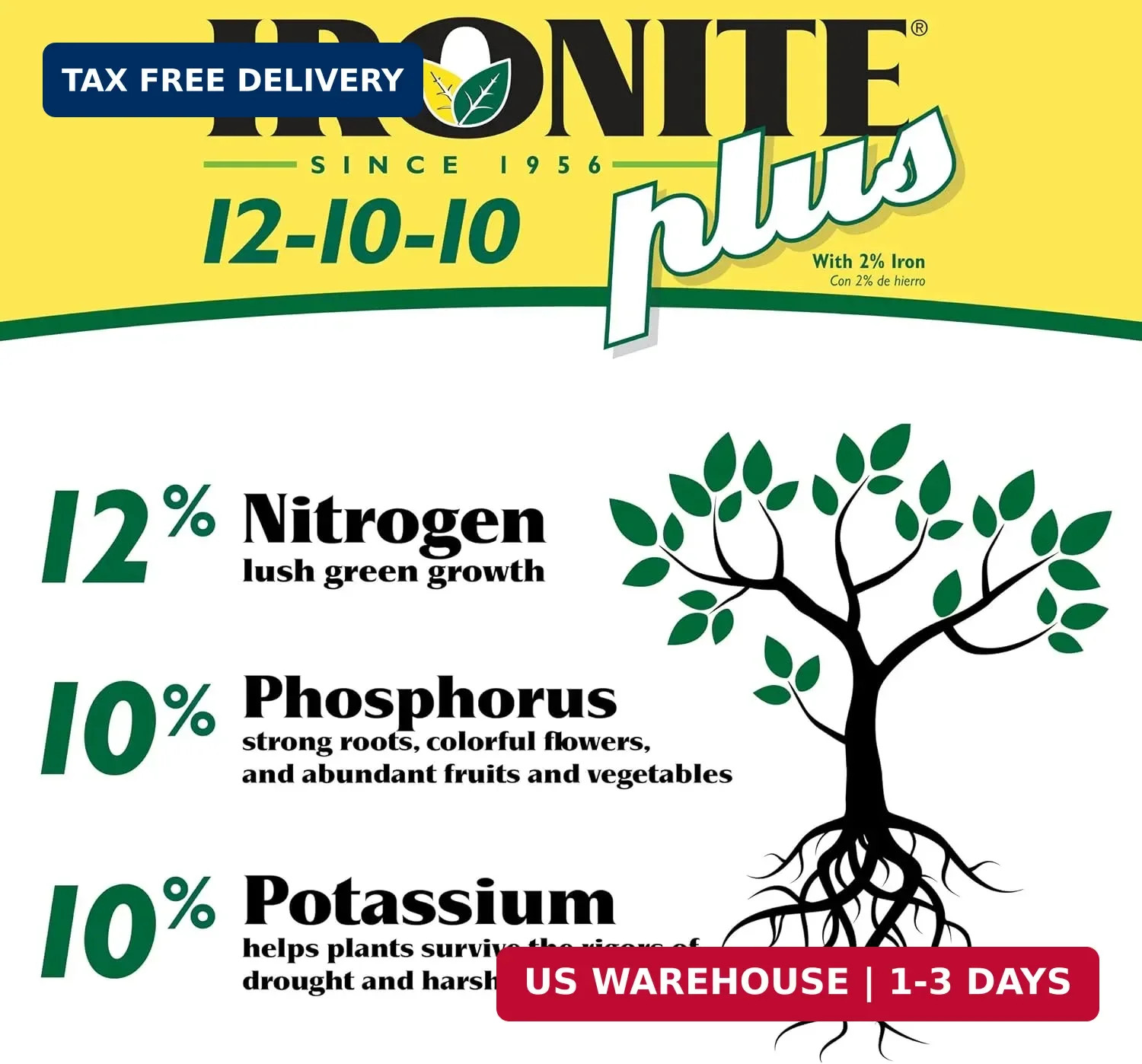 Ironite Plus Shrubs, Trees Plant Food Bag Granular 12-10-10 3lb