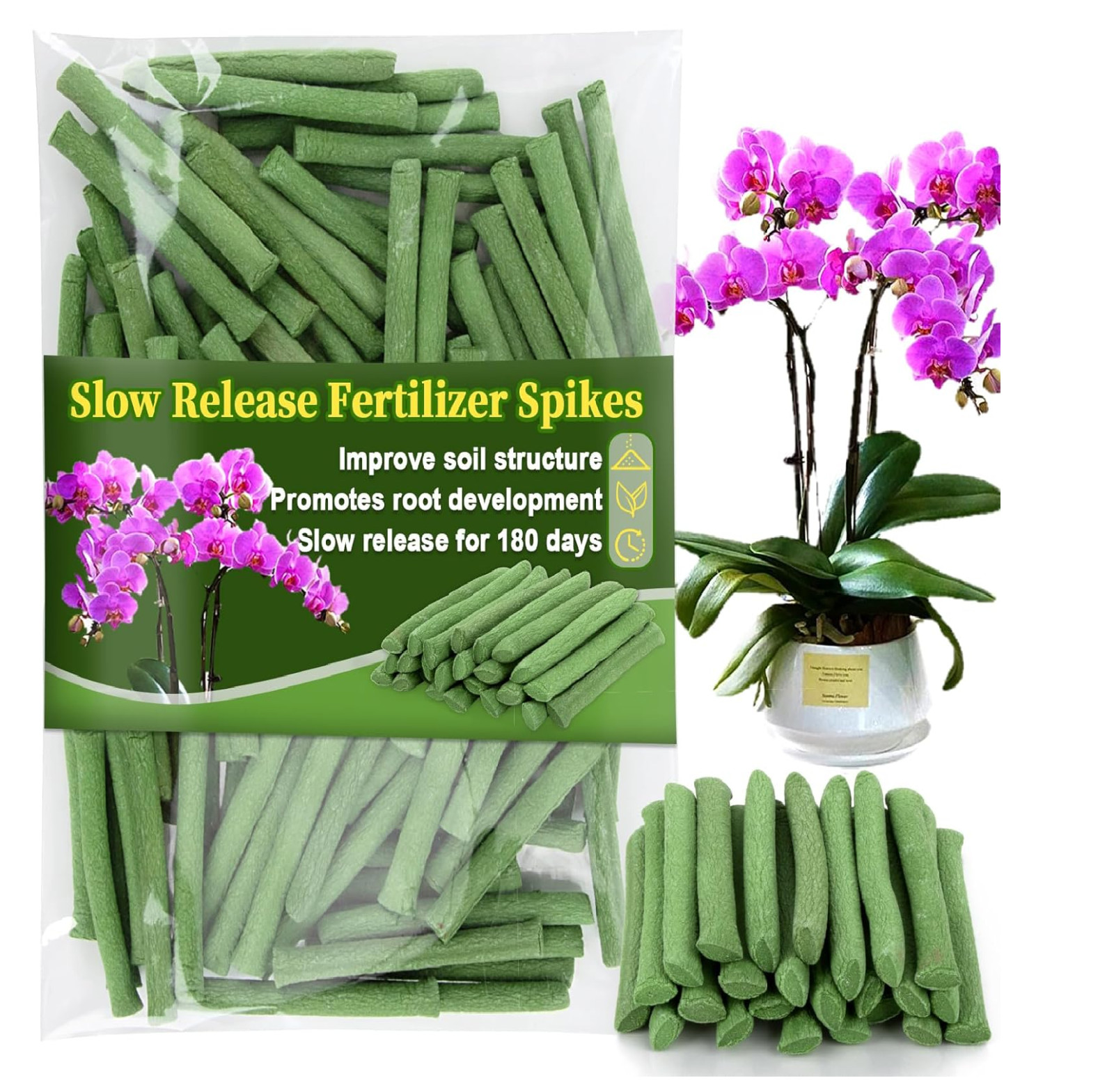 RAINFLOW 90PCS Slow Release Fertilizer Spikes for Indoor Plants – Long Lasting P