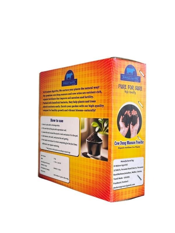 D-Nature AgroVet Mangala Cow Dung Powder For Organic Farming, Composting