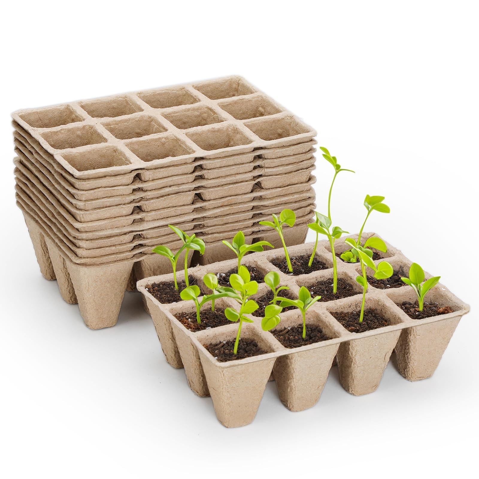 10 Packs Seedling Starter Trays 120 Cells, Biodegradable Seed Germination Tra…