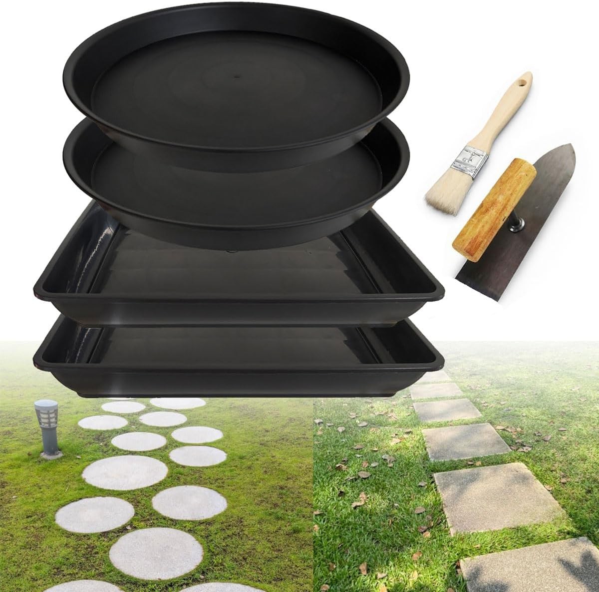 Round Stepping Stone Molds, 4 Size Cement Paver Molds for Concrete 12.7” 13.2”
