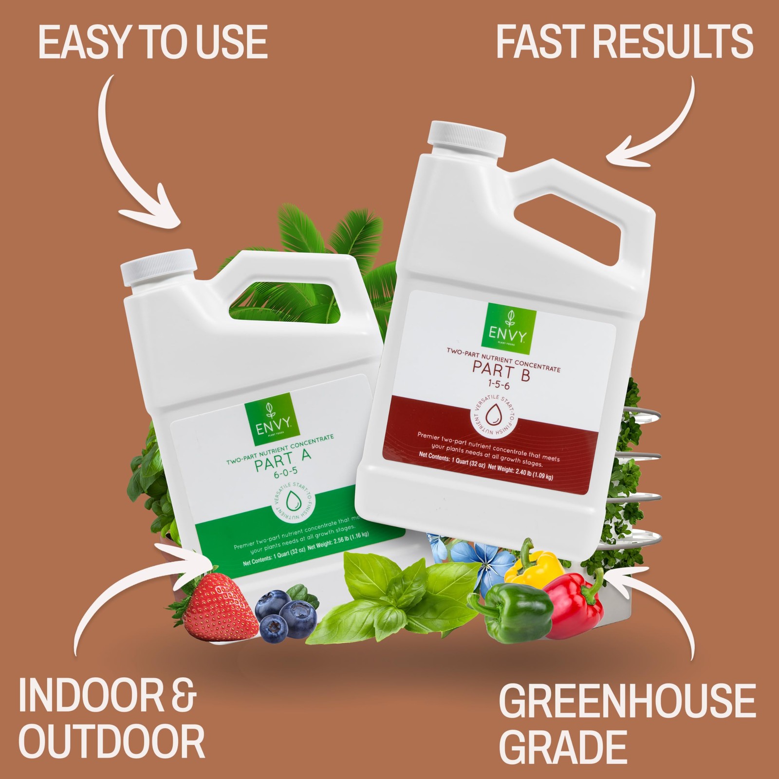 Hydroponic Plant Food A & B – Two-Part Liquid Nutrient for Indoor/Outdoor Pla…