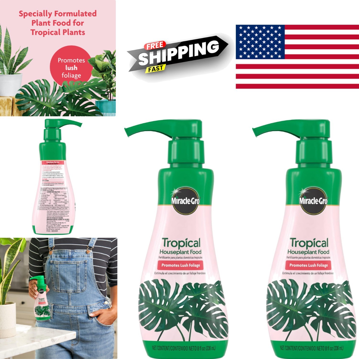 Tropical Plant Food Liquid Fertilizer 16 Ounces Full Coverage for Indoor Plants