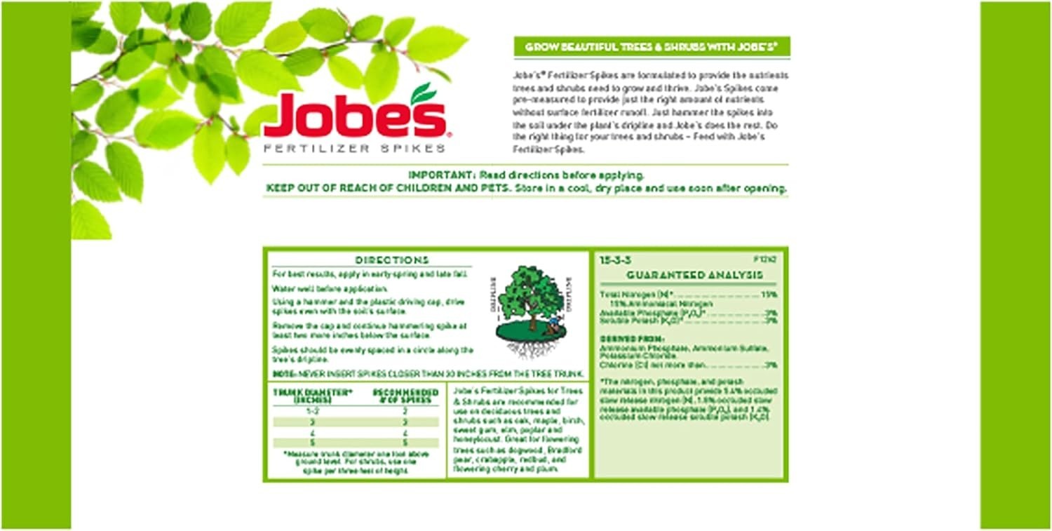 Jobe’s Slow Release Tree and Shrub Fertilizer Spikes, Easy Plant Care for Oak…