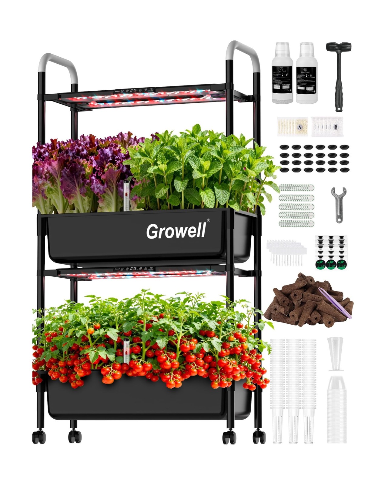 Growell Large Hydroponics Growing System Kit, Vertical Indoor Herb Garden Kit…