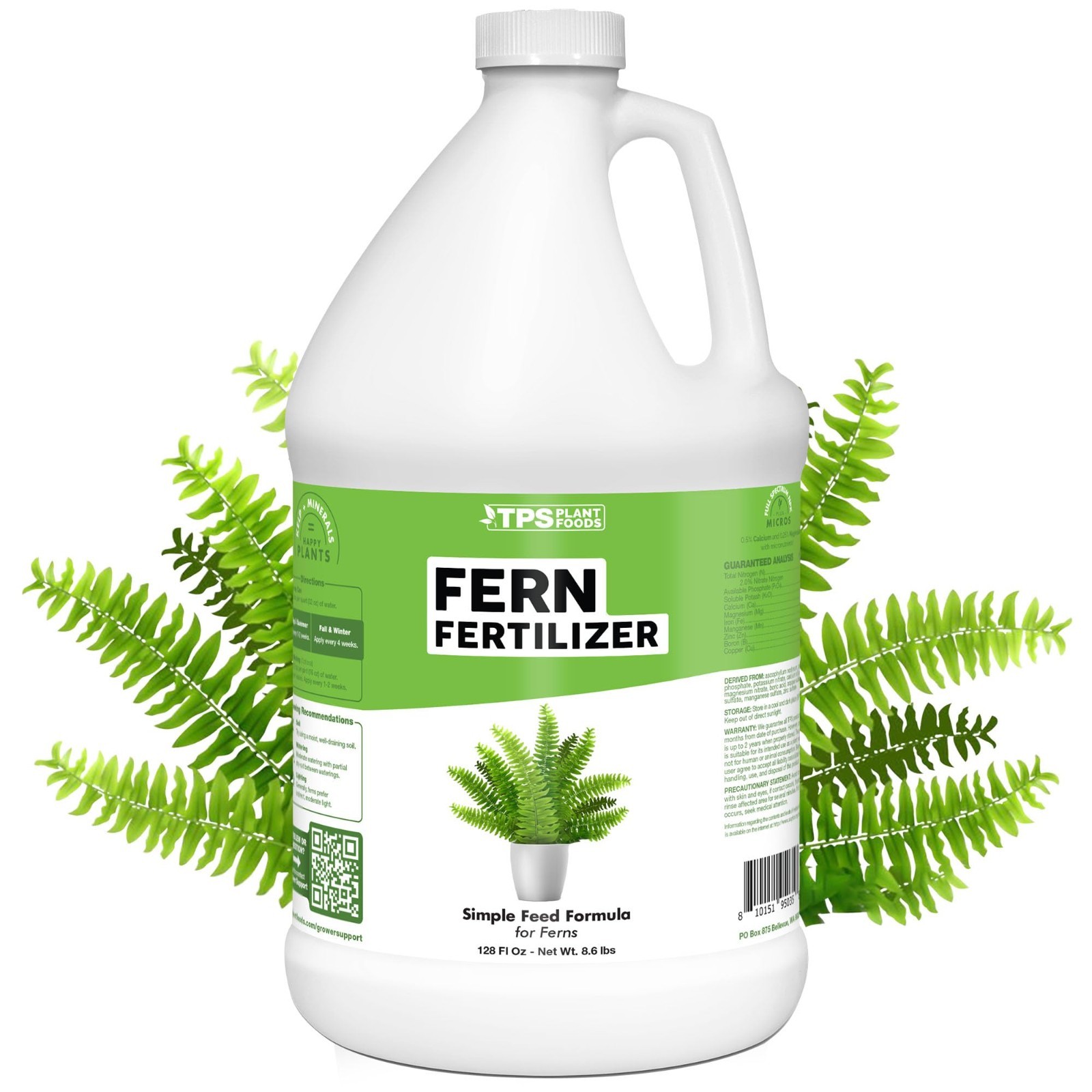 Liquid Fern Fertilizer – Plant Food for Lush Growth, Deep Green Fronds, 1 Gallon