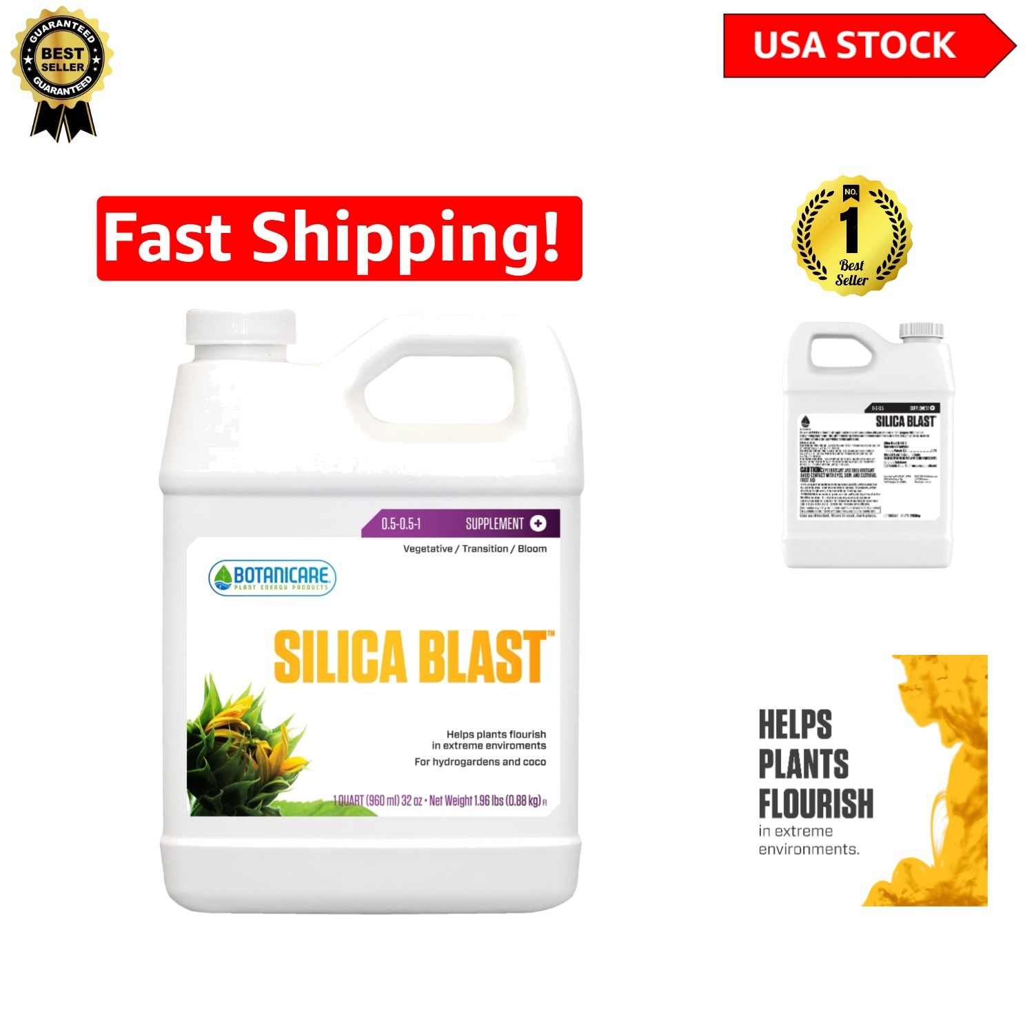 1 qt Silica Blast Hydroponic Supplement 0-0-0.5 for Thriving Container Gardens