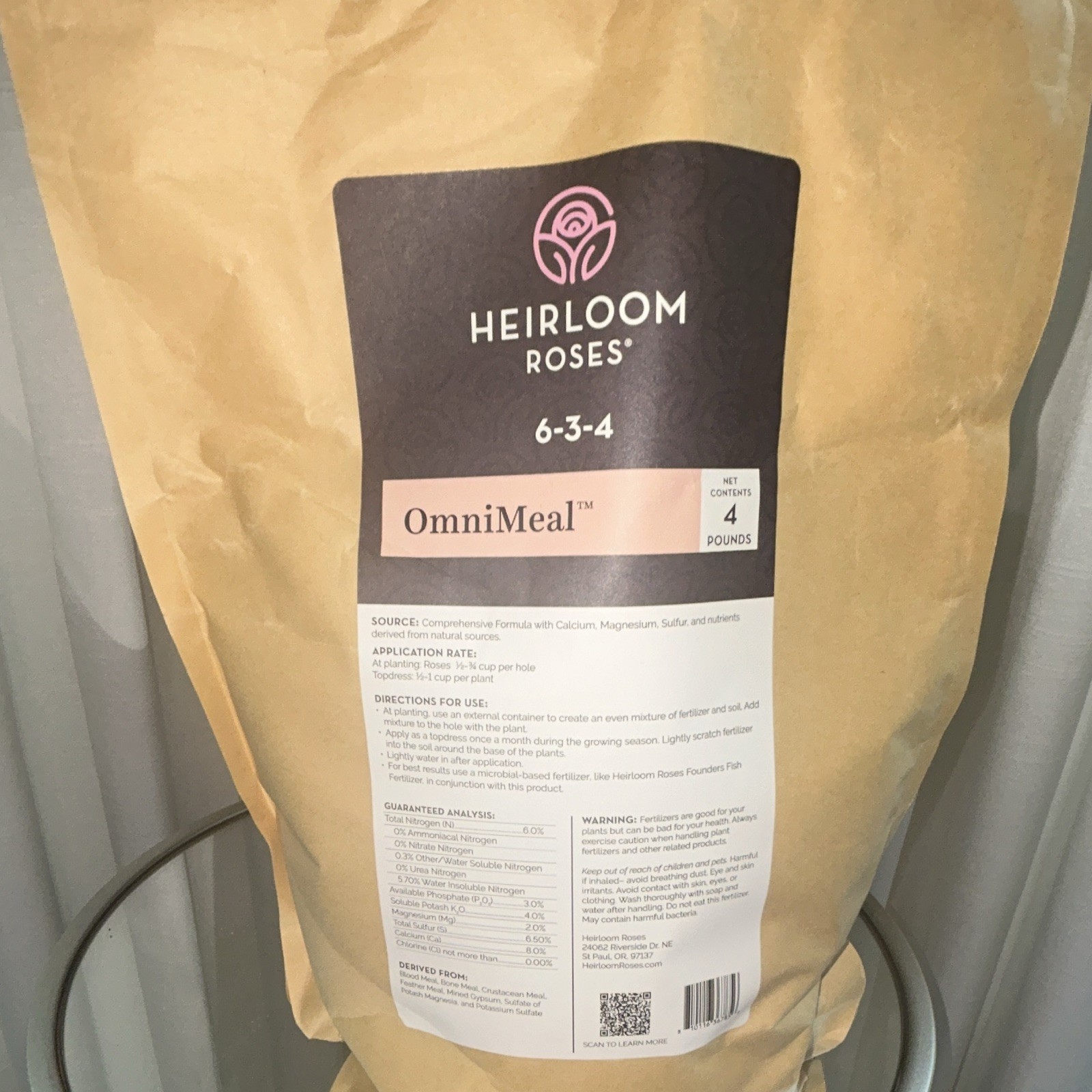 Heirloom Roses OmniMeal 6-3-4 Rose Fertilizer Granules Meal-Based 4 lb Bag