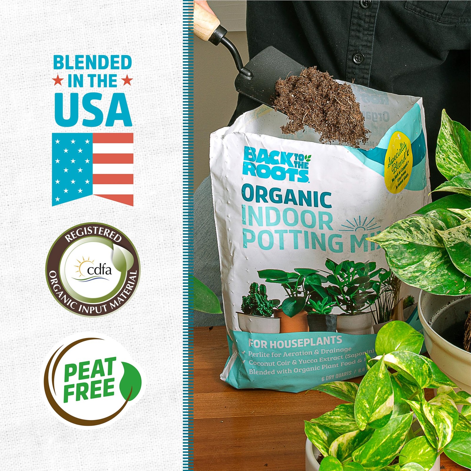 Back to the Roots 100% Organic Indoor Potting Mix (6 Quart, Soil