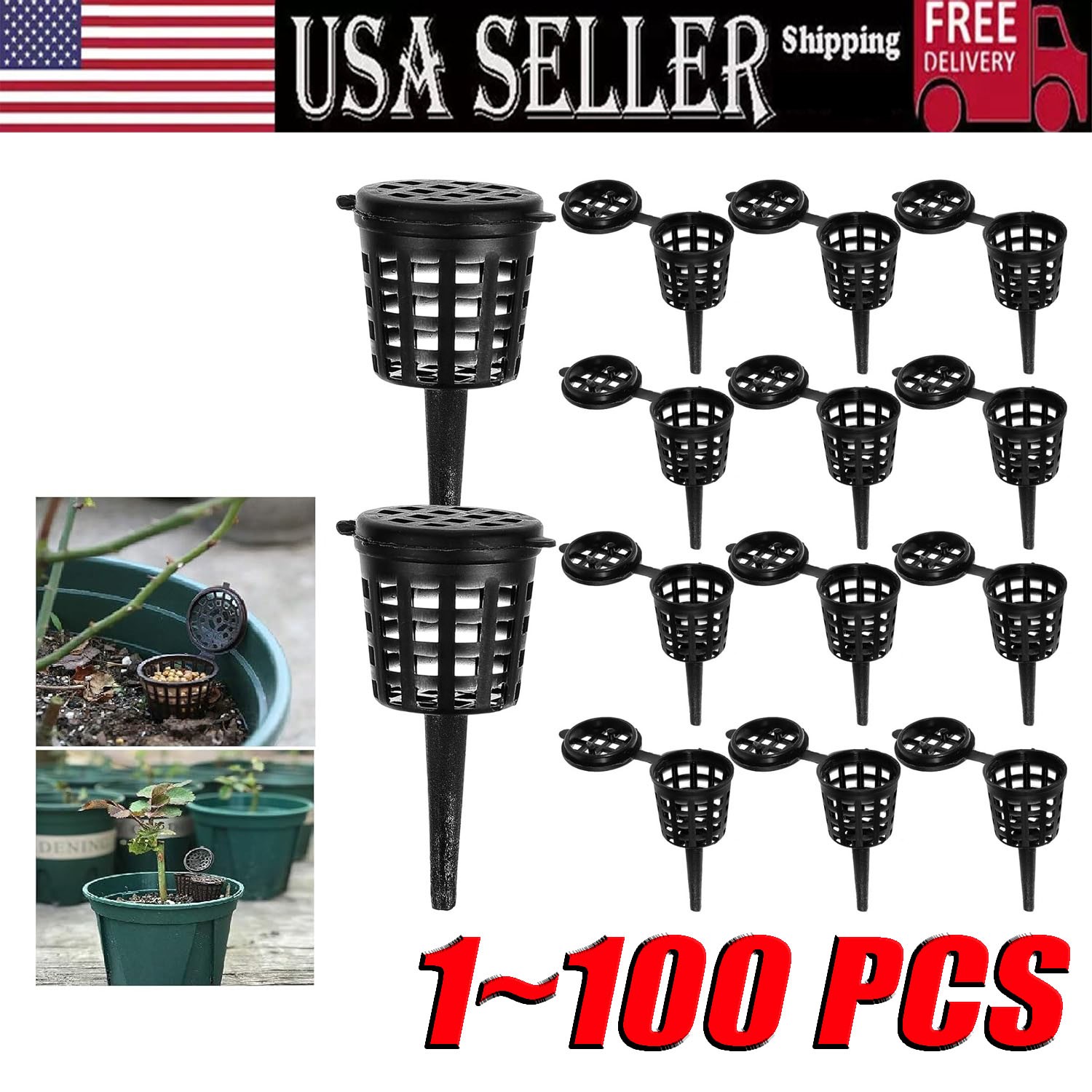 1~100pcs Bonsai Fertilizer Baskets with Lid Portable Fertilizer Mesh Baskets LOT