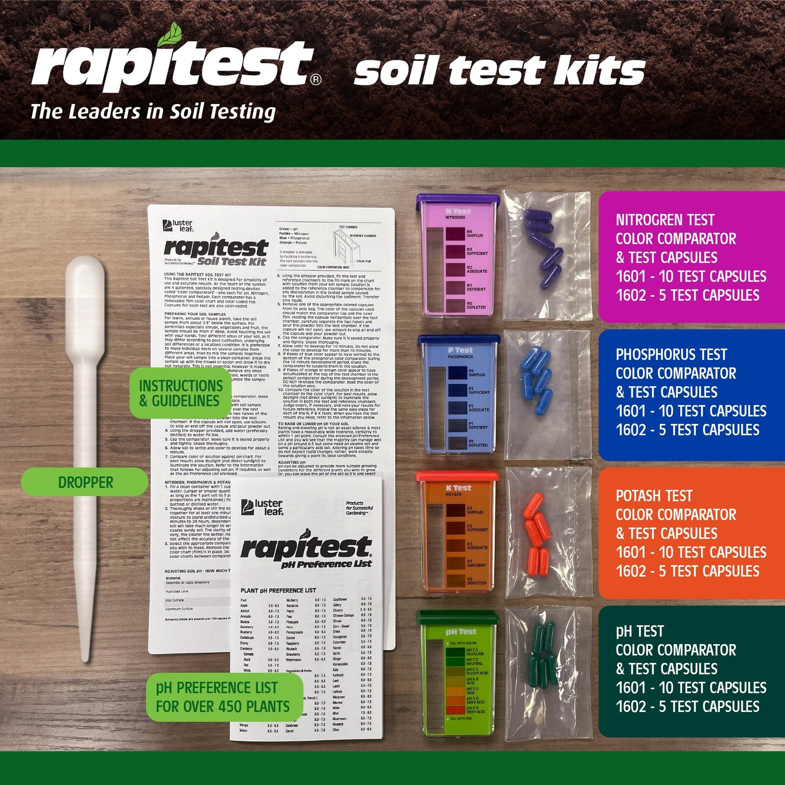 Rapitest Soil Test Kit for Gardens, Vegetables, Flowers and Lawns. USA design…