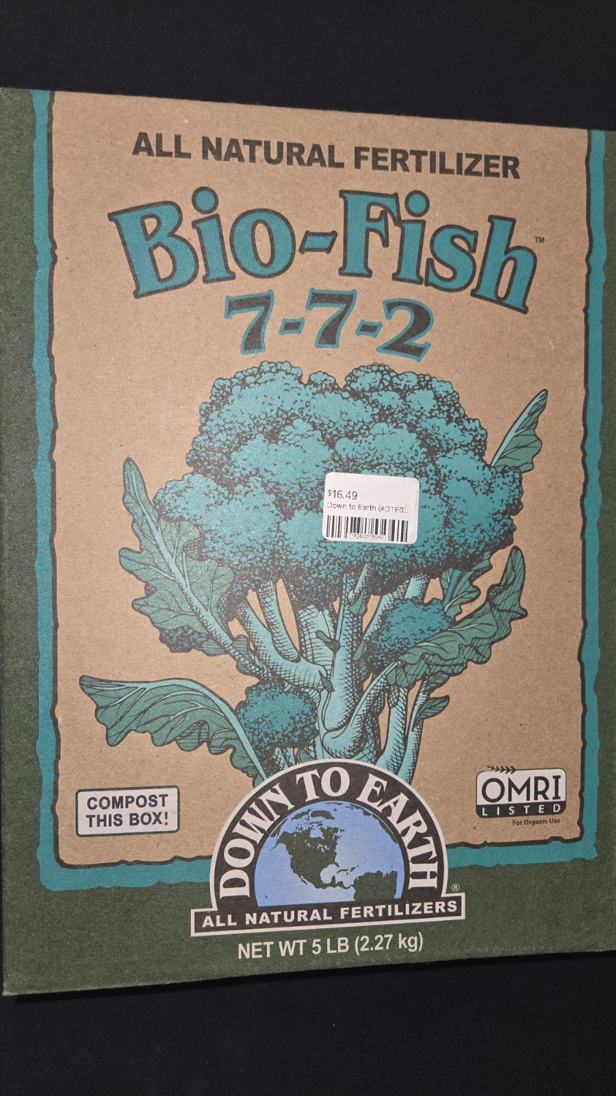 Down to Earth Bio-Fish Organic Fertilizer 7-7-2 OMRI Listed Powder 5 lb