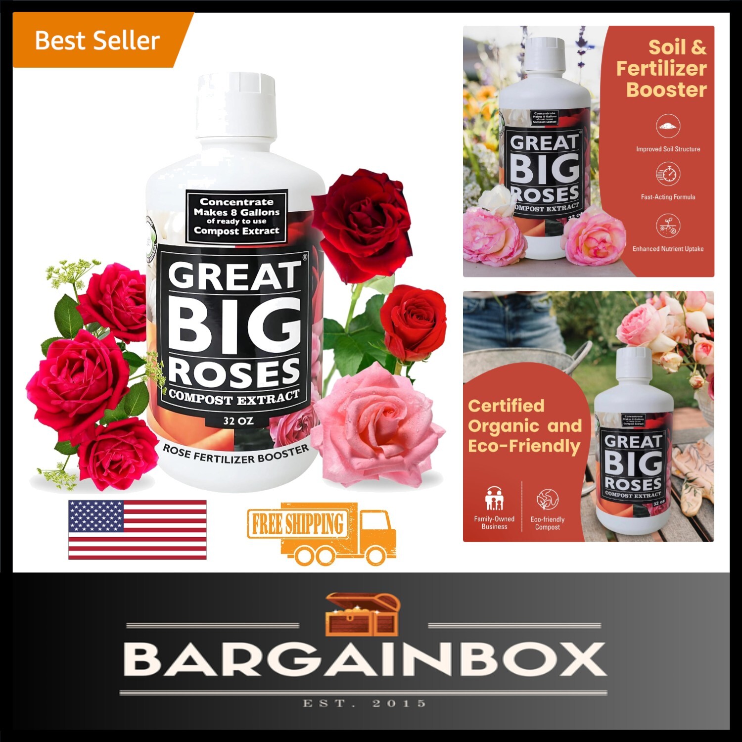 Boost Your Roses Naturally with 32oz Concentrate – Makes 8 Gallons of Fertilizer