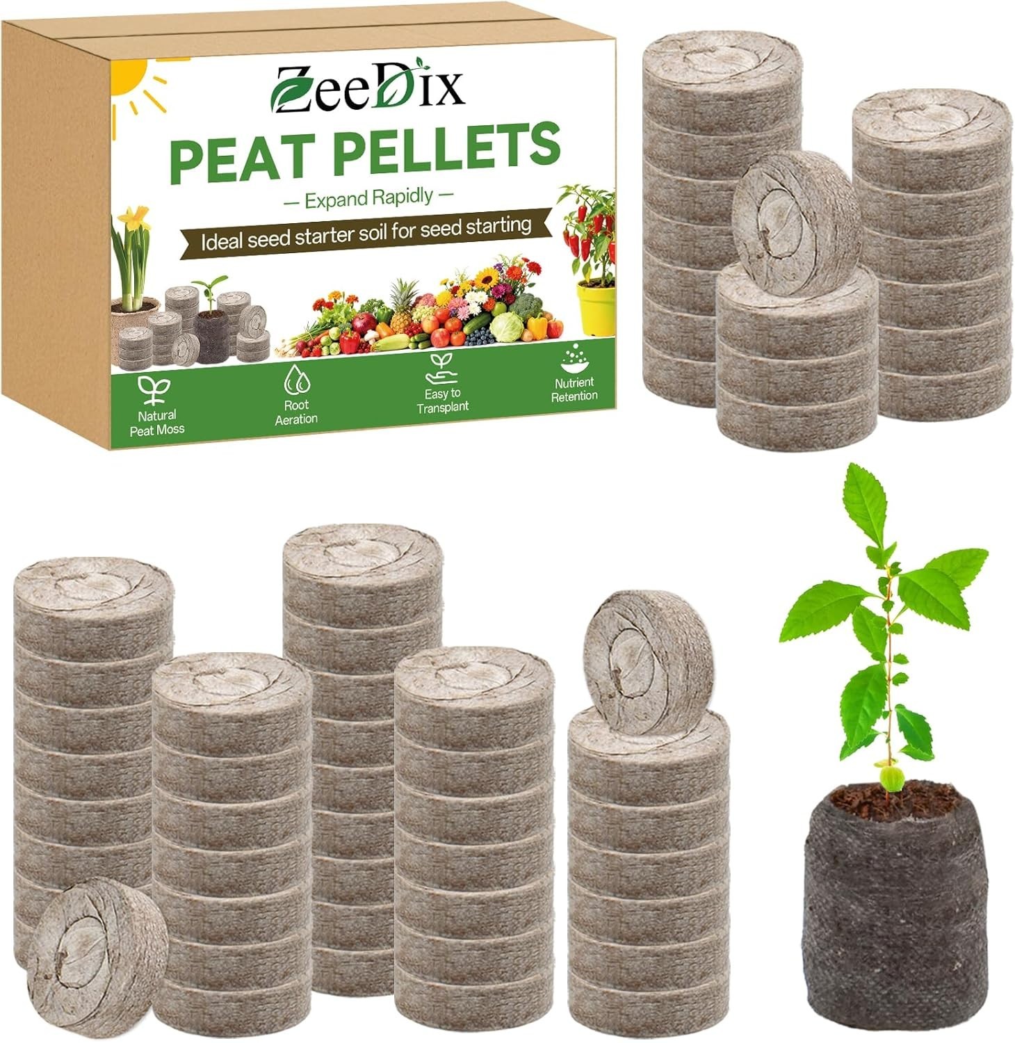 50 Pcs 36mm Seed Starter Peat Pellets for Seedlings, Compressed Seed Starter …