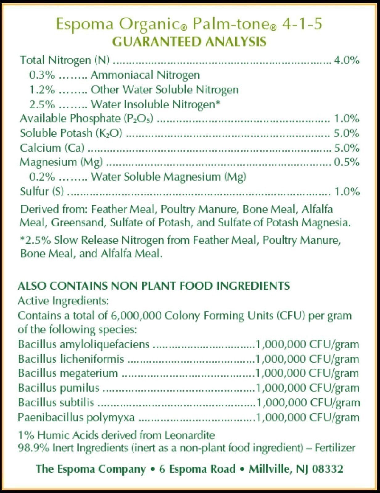 Espoma Organic Palm-Tone 4-1-5 Natural & Organic Plant Food; 4 lb. Bag;…