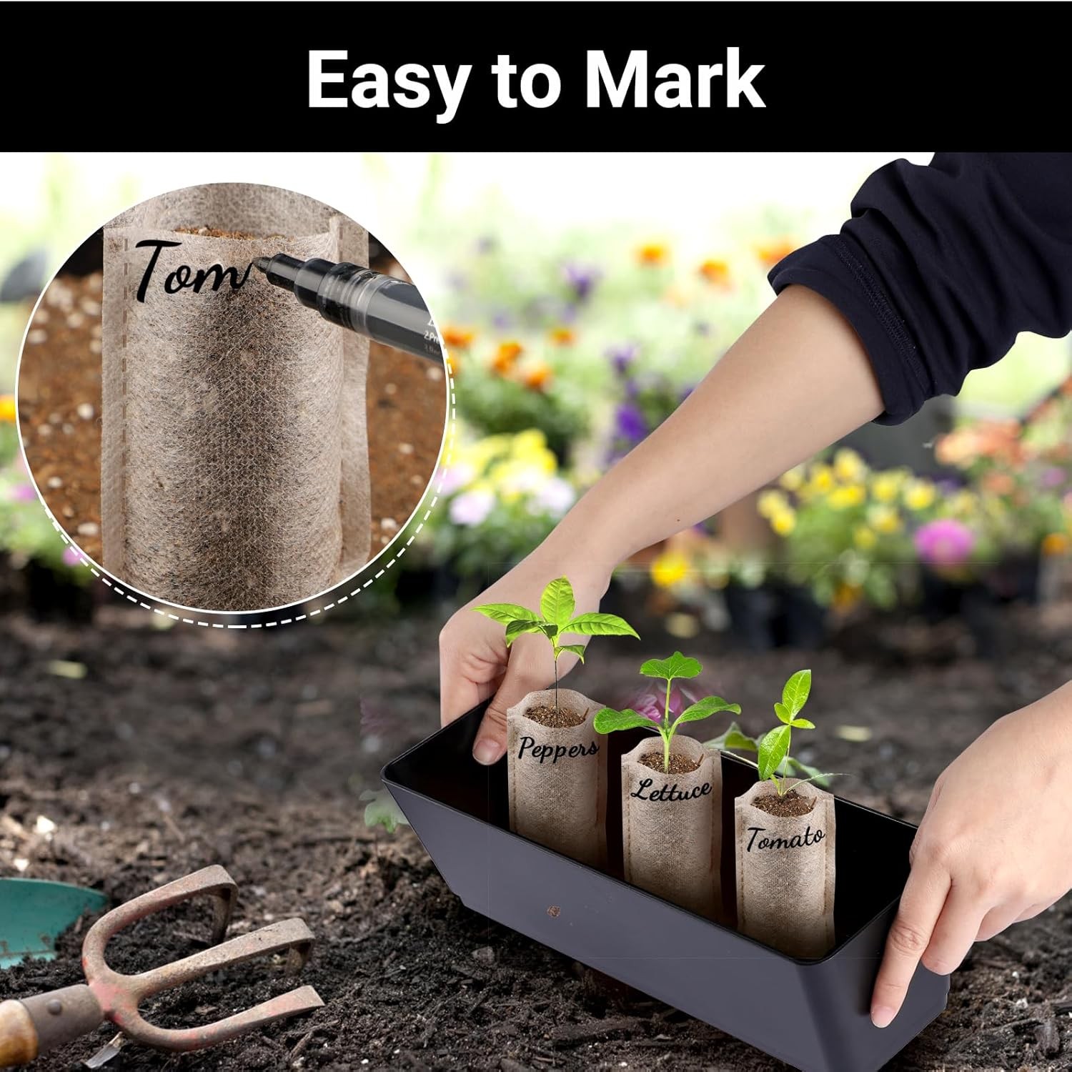 Non-Woven Nursery Bags, 200PCS 5×6 inch Fabric Planter for Plants Tree Seedling,