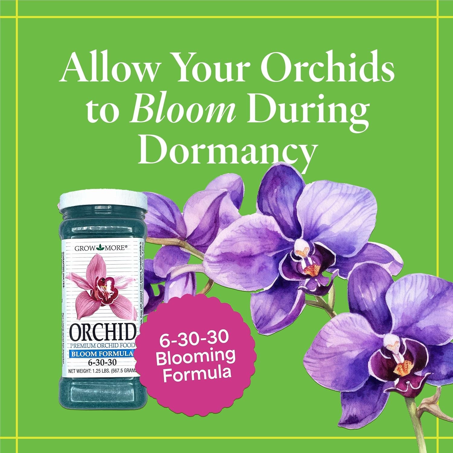 Grow More Premium Bloom Formula 6-30-30 Orchid Food Fertilizer – 1.25lbs of Wate