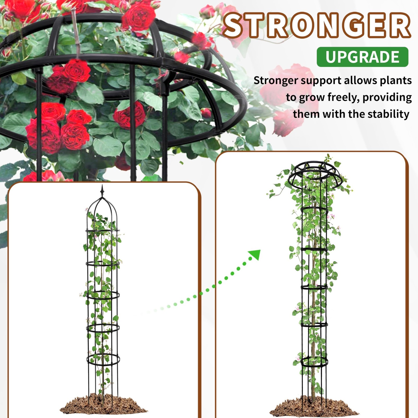 76” Garden Trellis for Climbing Plants, 1 Pack Mushroom Plant Support for