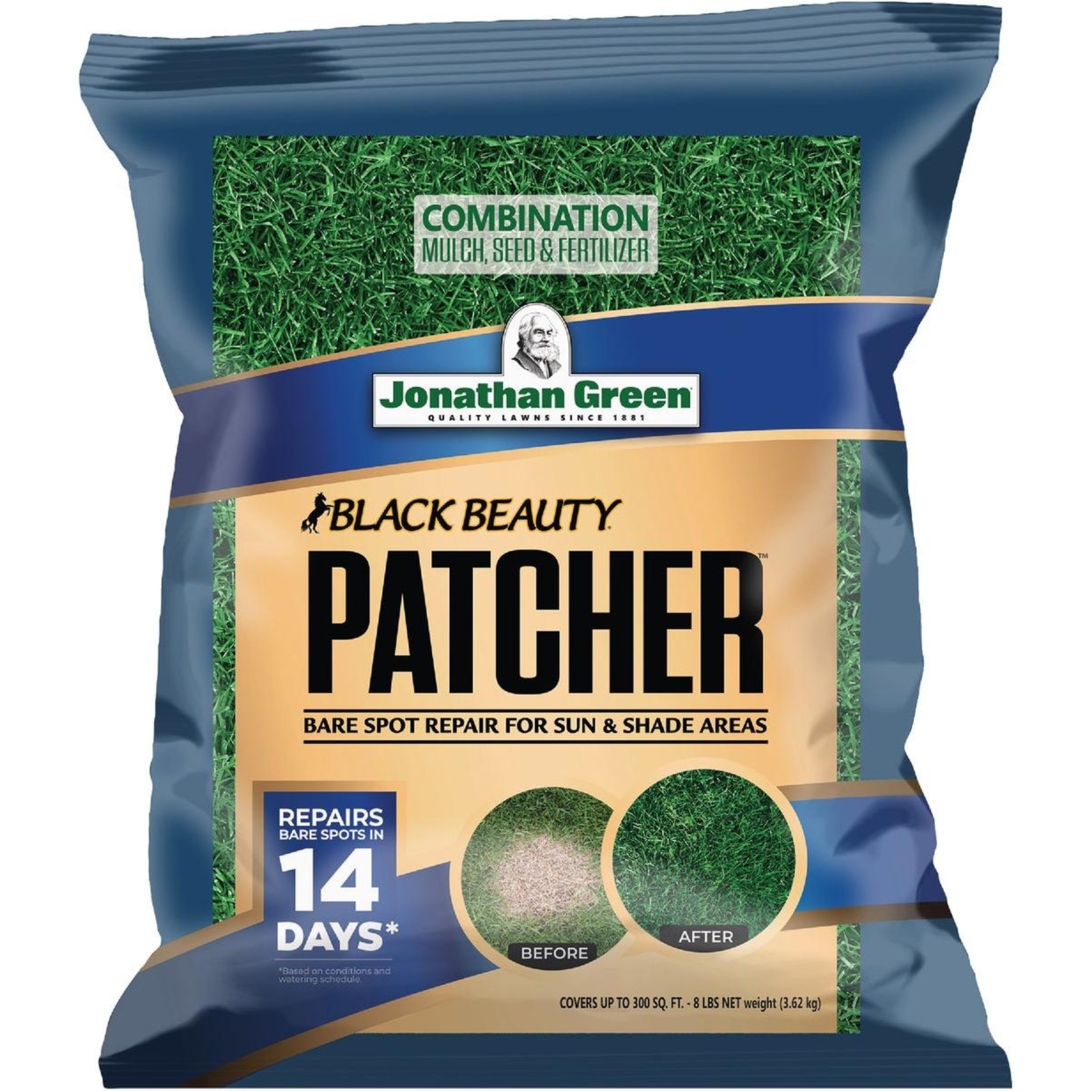 Jonathan Green Black Beauty Patcher – Mulch, Seed, & Fertilizer, 300 sq ft