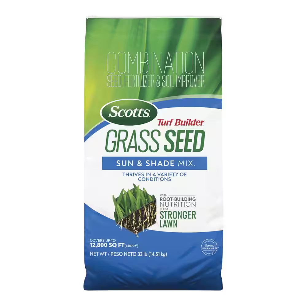 Turf Builder 32 Lbs. Grass Seed Sun & Shade Mix with Fertilizer and Soil Improve