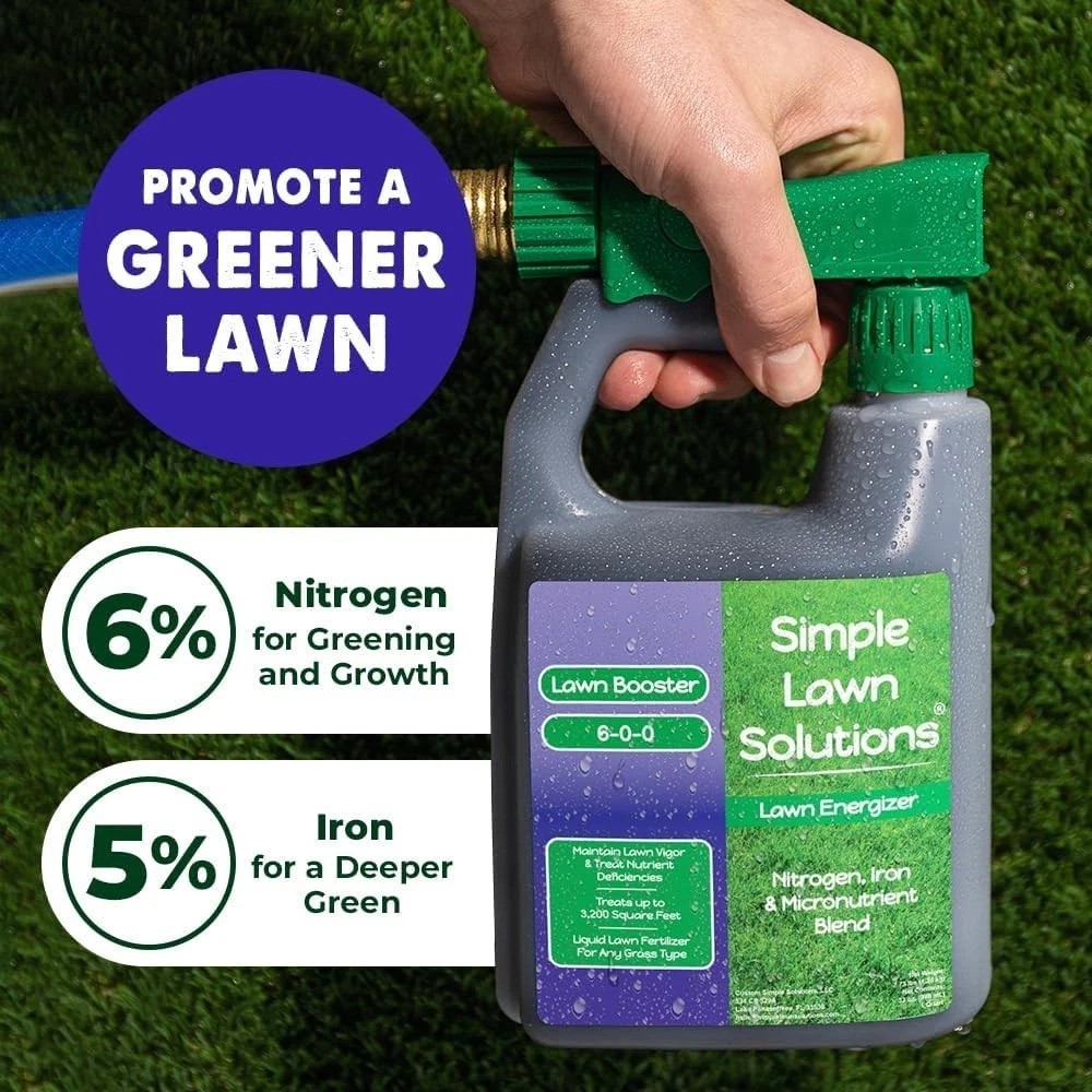 Commercial Grade Lawn Fertilizer Spray with Iron & Nitrogen – Covers 3200 Sq Ft