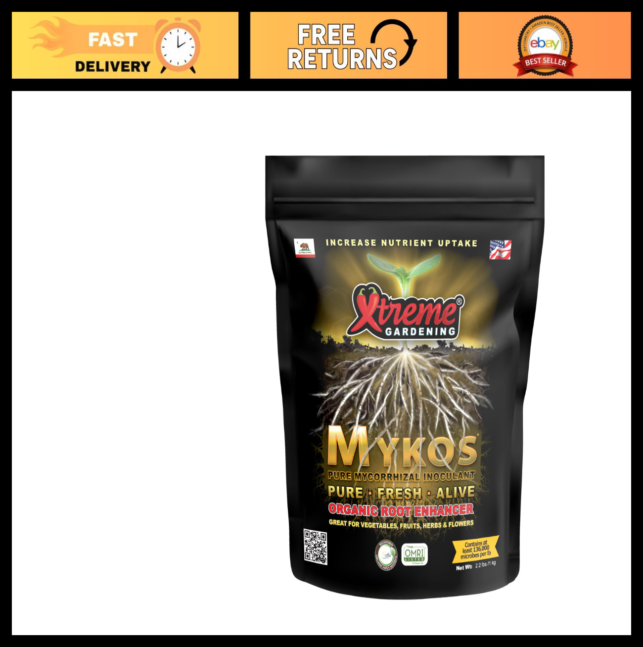 Organic Mycorrhizal Fungi 2.2 lb – Root Stimulator for Stronger Plants & Yields