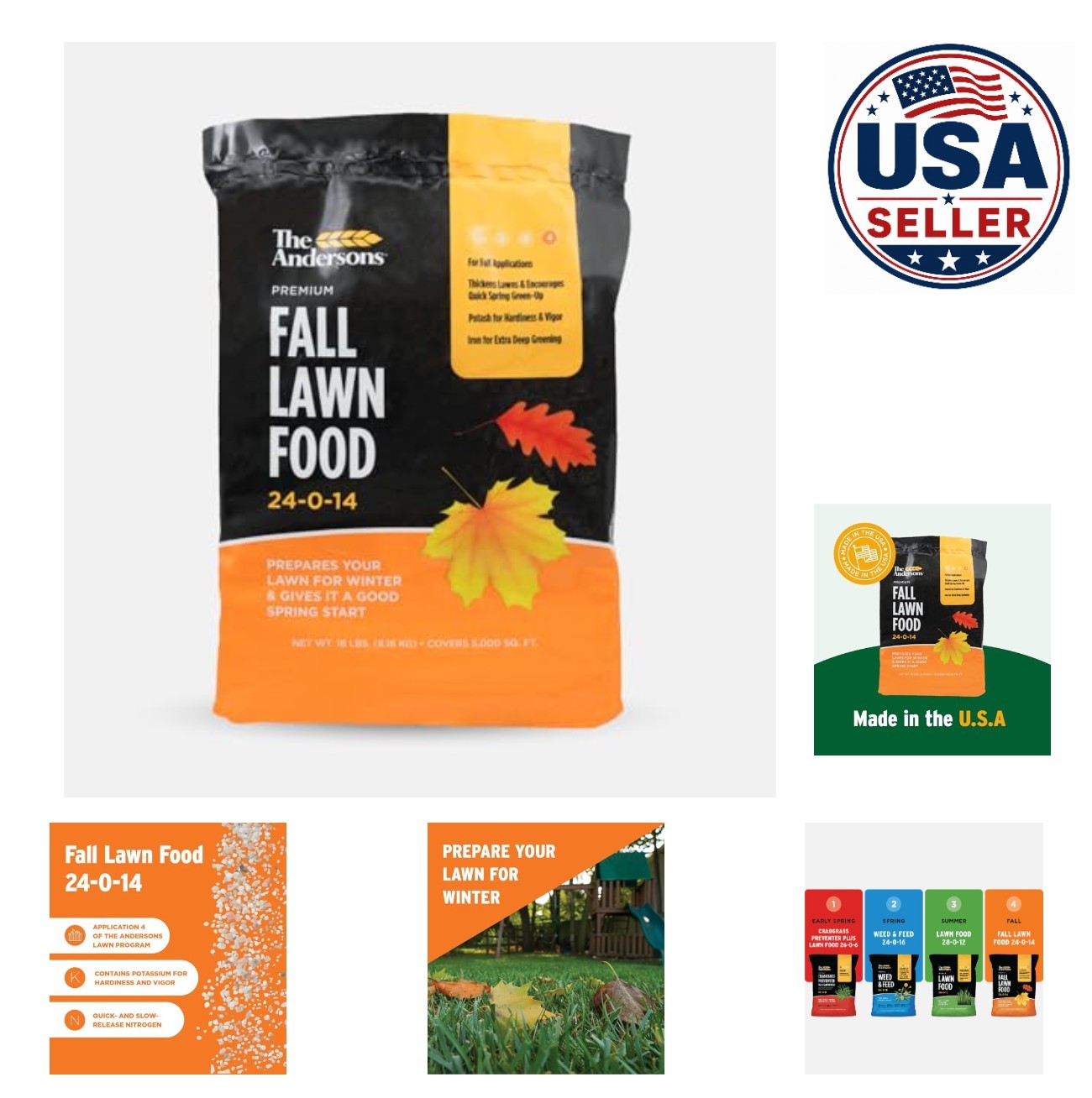 Premium Fall Lawn Food 24-0-14 Fertilizer 5000 sq ft Iron Deep Greening