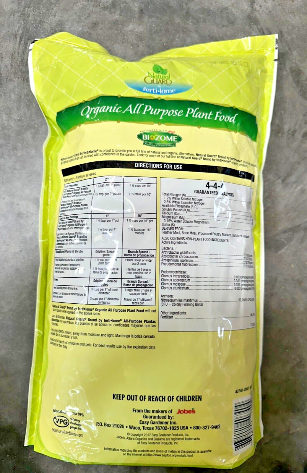 Fertilome 4Lbs. Natural Guard Natural and Organic All Purpose Plant Food, 4-4-4