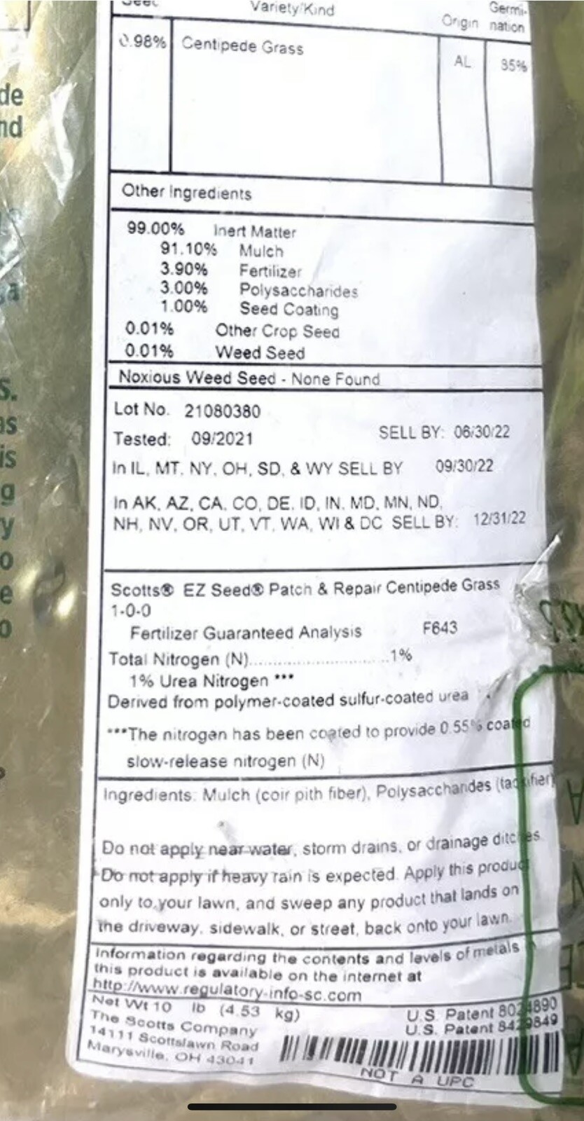 EZ Seed Patch and Repair Centipede Grass 10 lb.