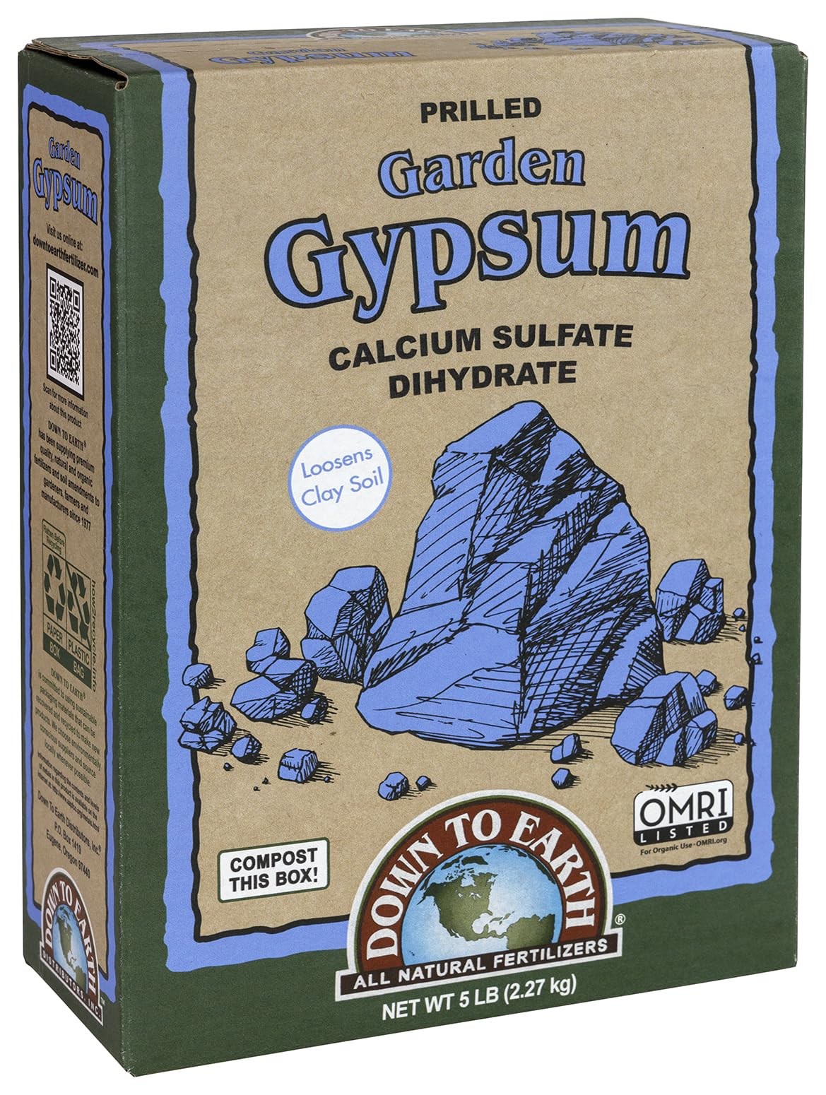 Down To Earth Organic Gypsum Fertilizer 5 Lb Improves Clay Soil Drainage