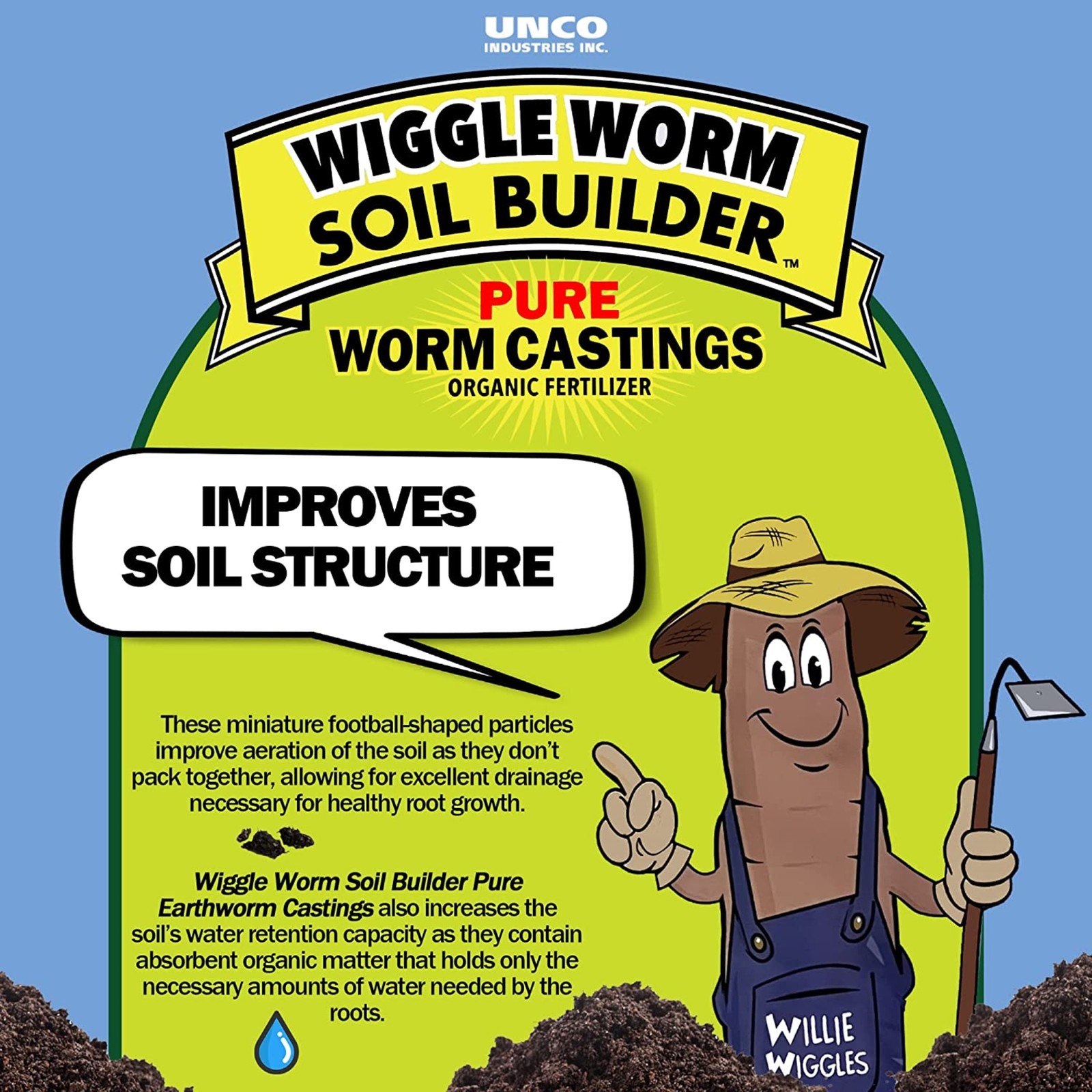 WIGGLE WORM Soil Builder Worm Castings Fertilizer, 30-Pound (2 Pack)
