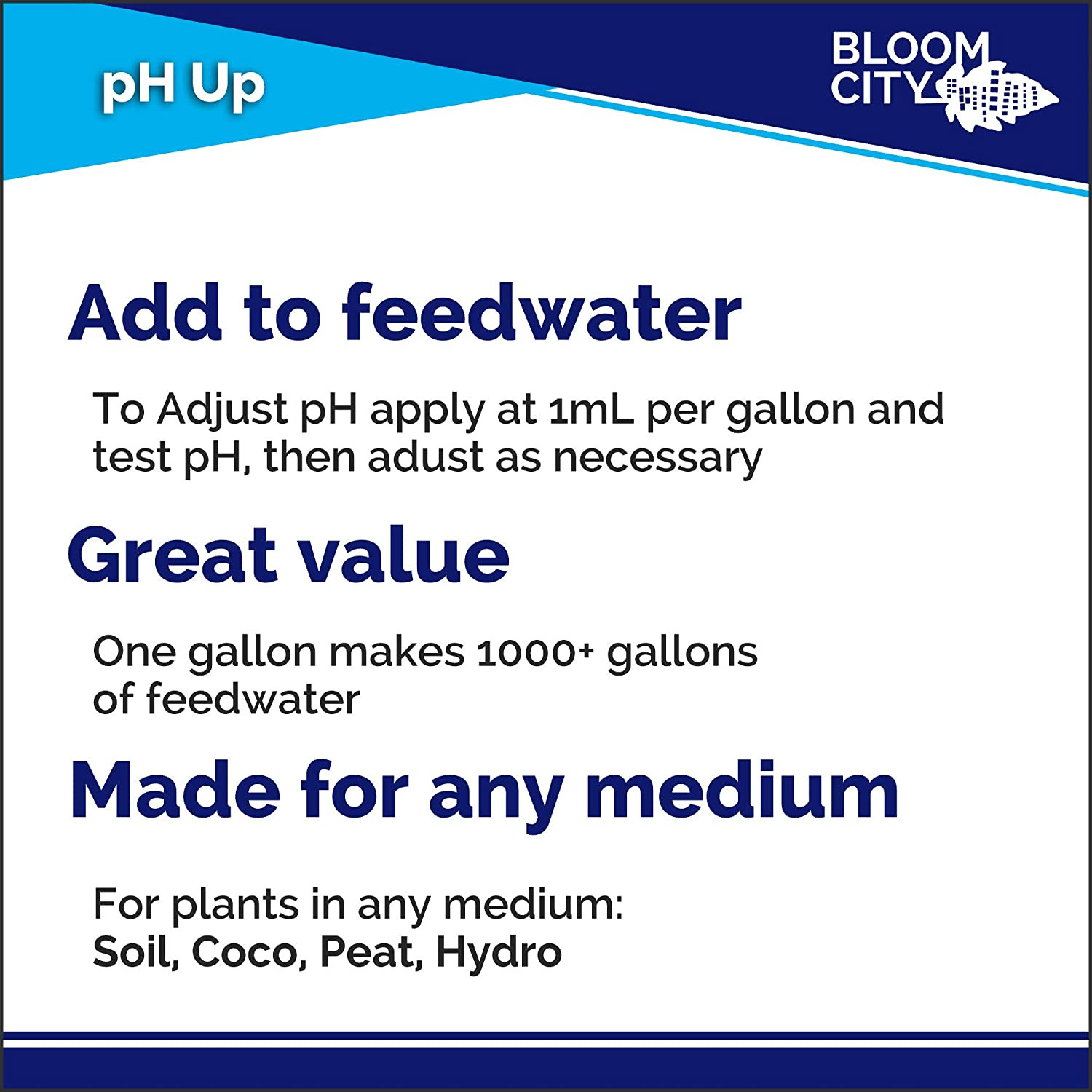 Bloom City pH Up Adjuster Liquid Fertilizer, Made in USA, Professional Grade