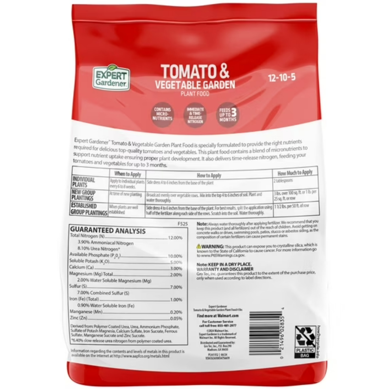 (2 Pack) Expert Gardener Tomato & Vegetable Plant Food 4 lb – 12-10-5 – NEW