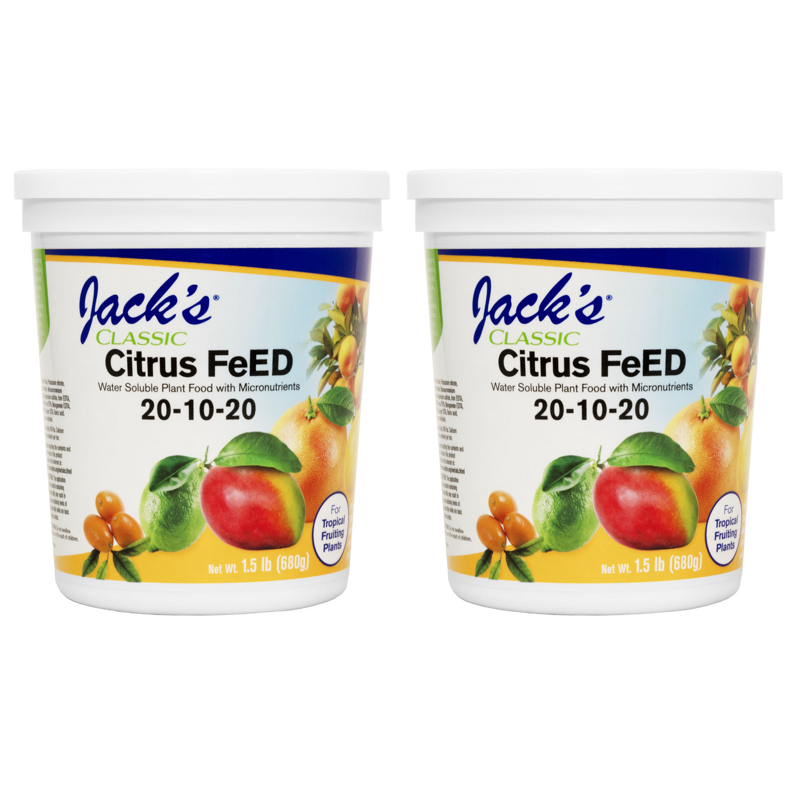 Jack’s Classic 20-10-20 Citrus FeED Water-Soluble Fertilizer, 1.5lbs, 2 Pack