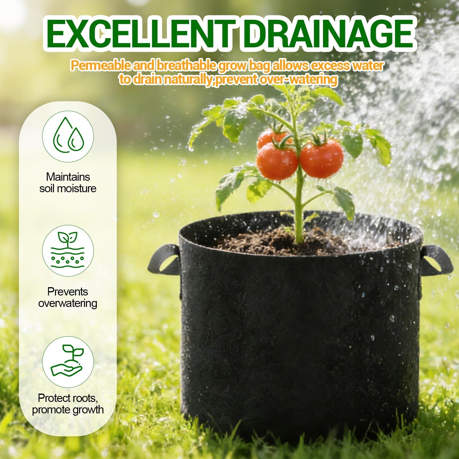 5-Pack 5 Gallon Grow Bags, Thickened Aeration Fabric Pots | Heavy Duty Plant …