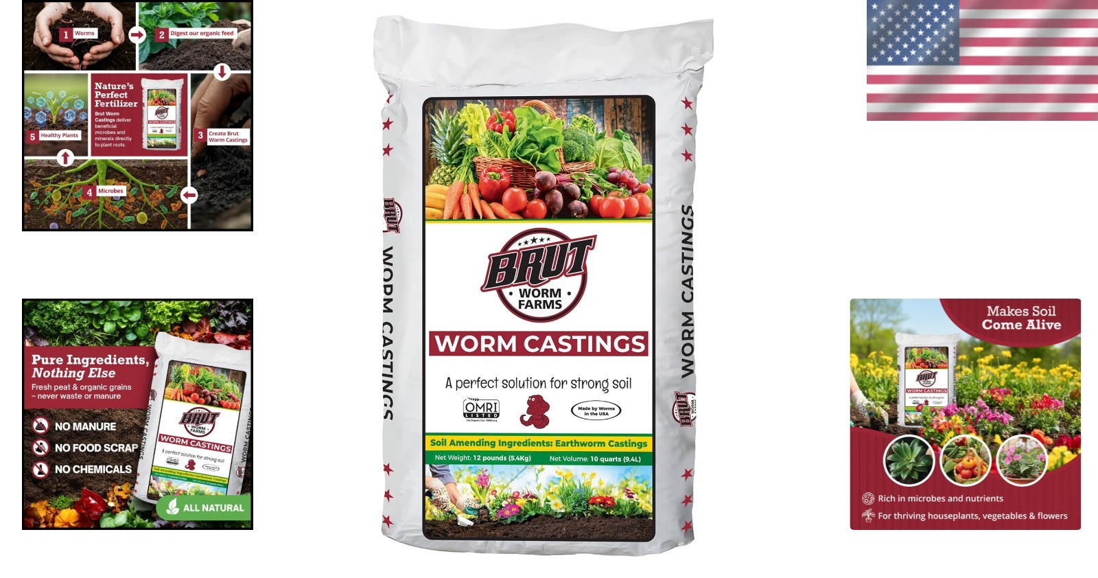 12 LB Brut Worm Castings – Certified Organic Nutrients for Thriving Gardens