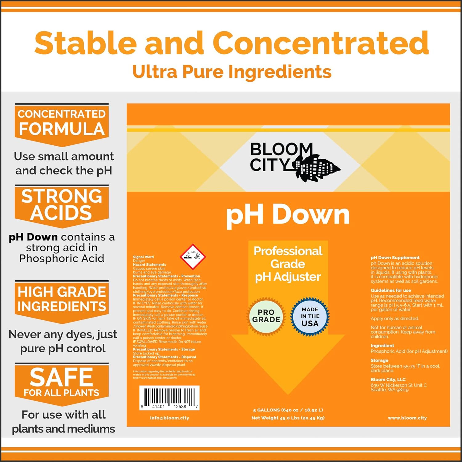 Professional Ph down Liquid Fertilizer, Gallon (128 Oz)