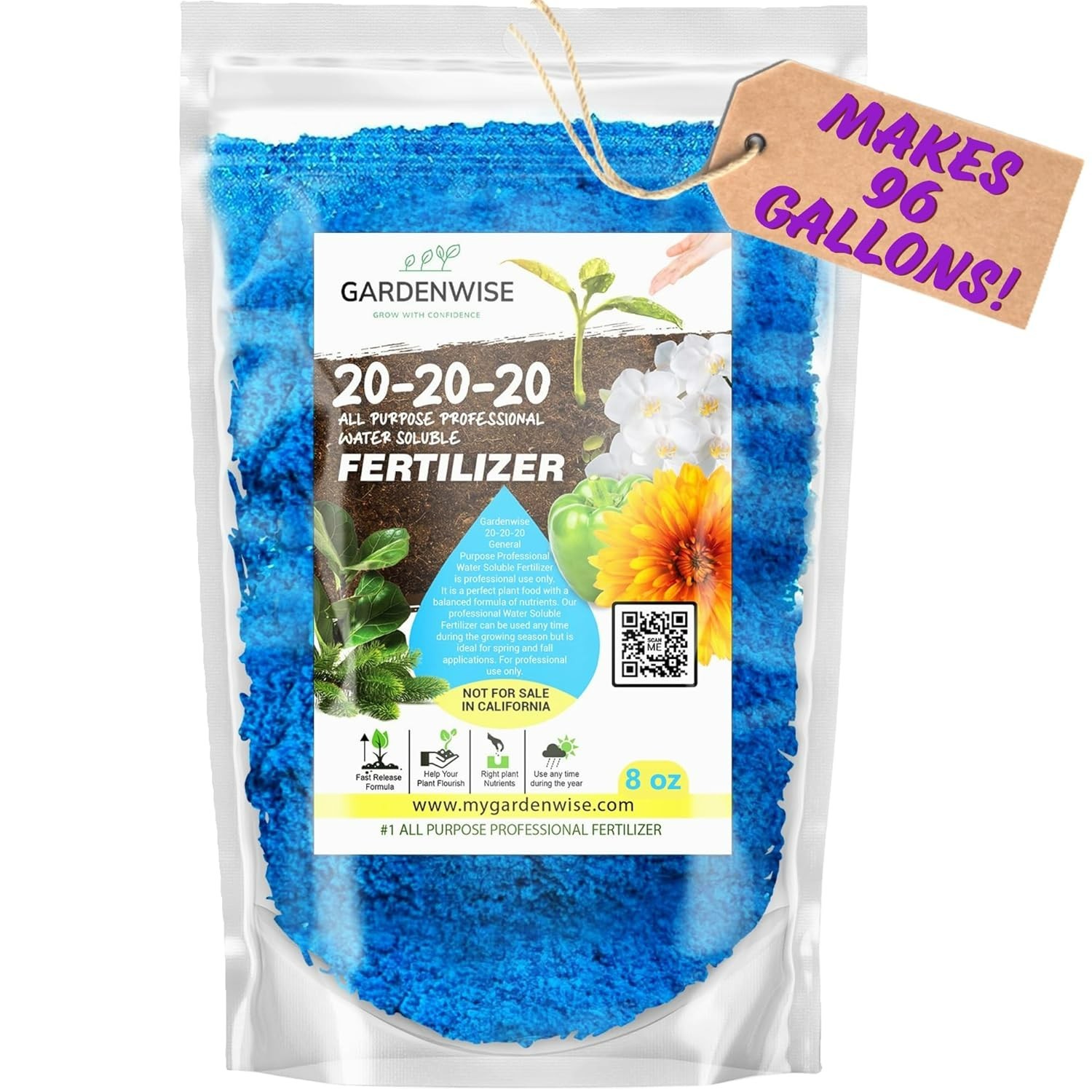 Versatile 20-20-20 Water Soluble Fertilizer for Thriving Gardens, Orchids & More