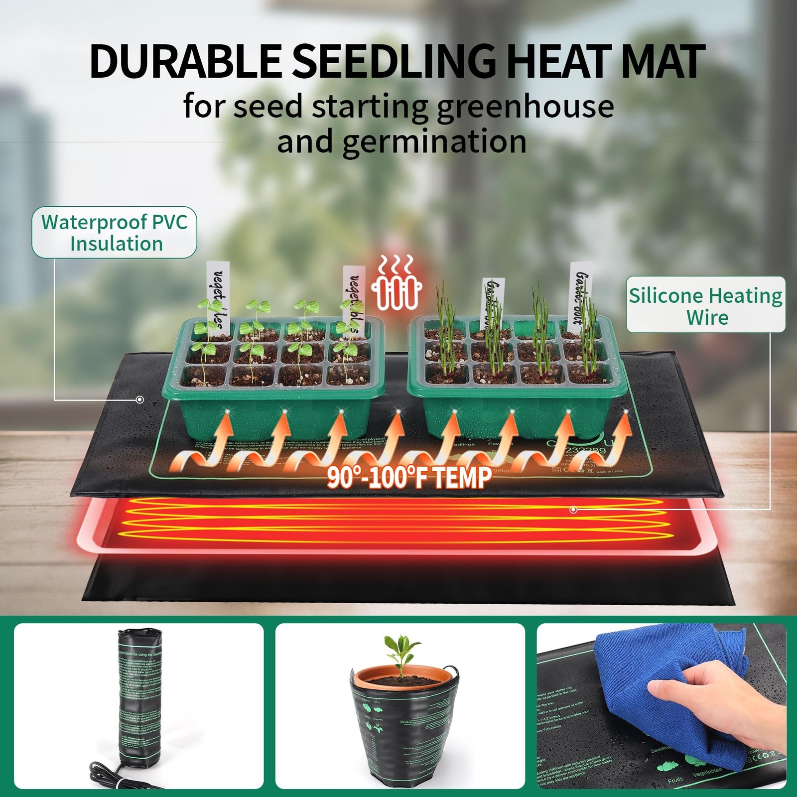 4-Pack Seed Starter Tray with Grow Light and Heat Mat, 48 Cells Seed Starter …