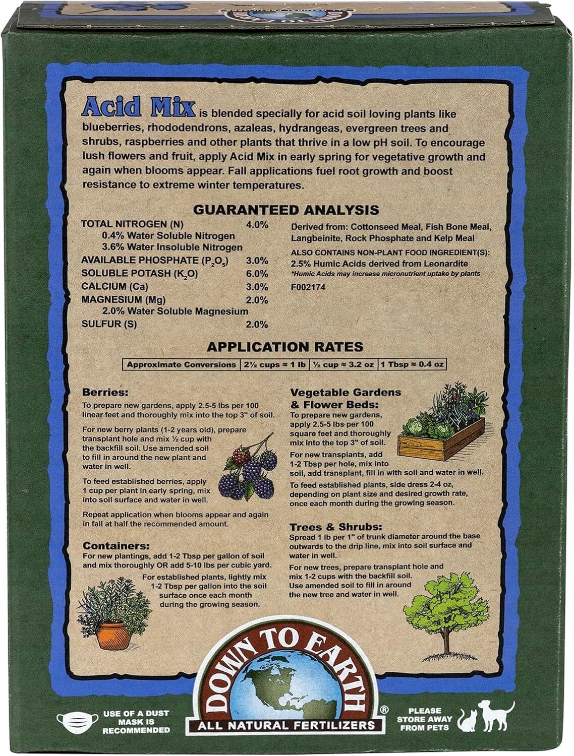 Organic Slow-Release Acid Mix Fertilizer 4-3-6 for Rhododendrons & More