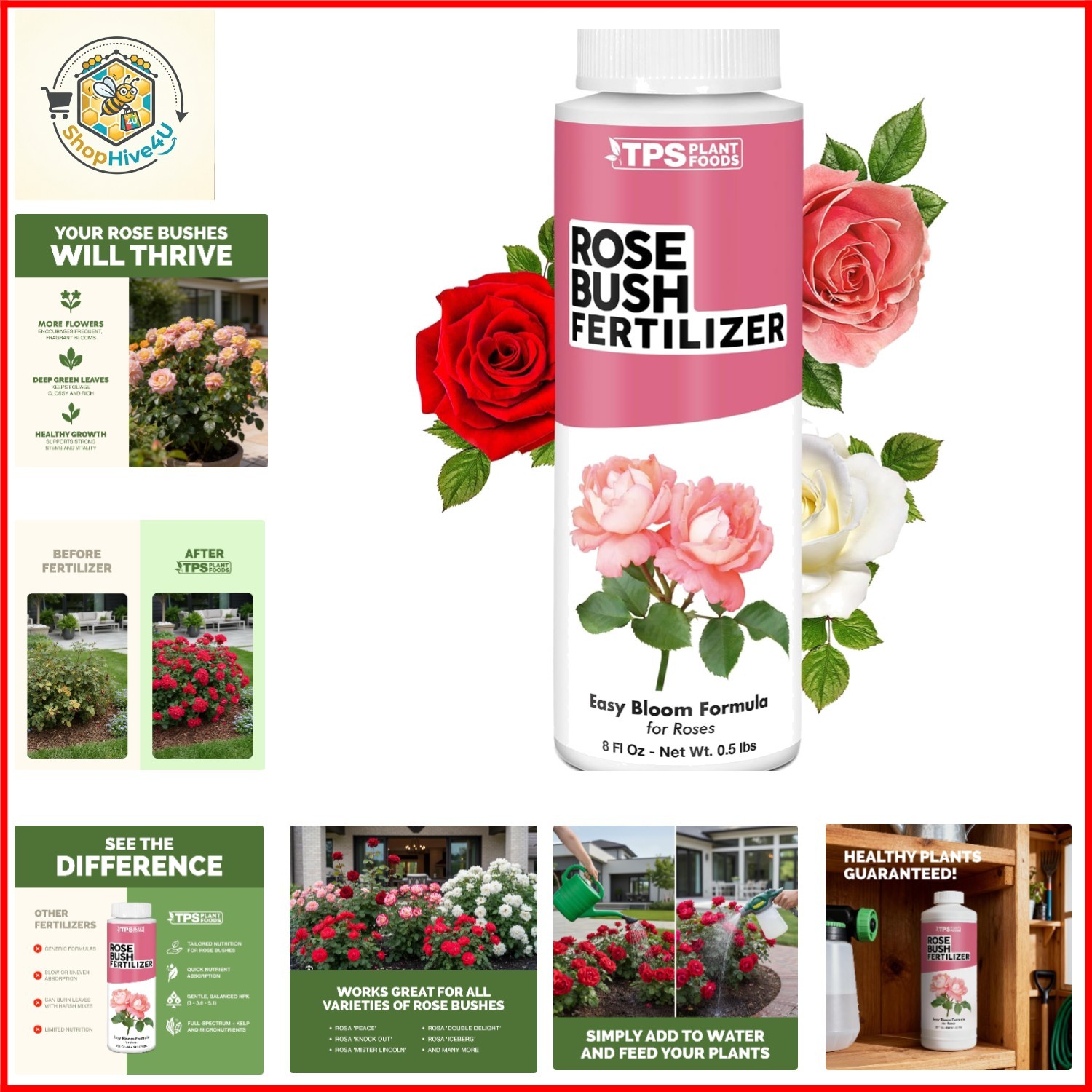 Rose Bush Fertilizer – Liquid Plant Food for More Blooms, Bigger Flowers & St…