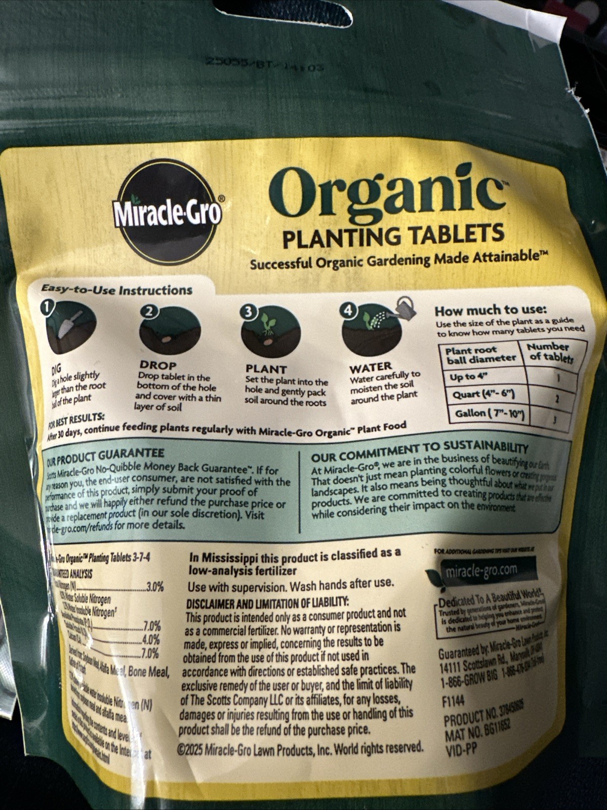 Miracle-Gro Organic Tablets One Pack