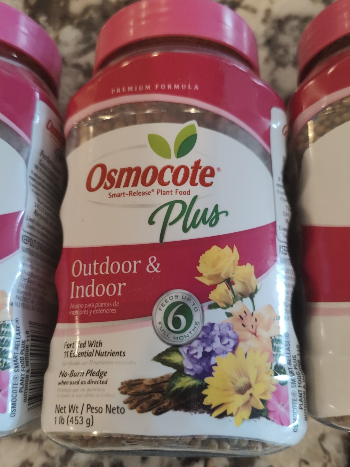 LOT OF 3 Osmocote Plus Outdoor and Indoor Smart-Release Plant Food, 1 Lb